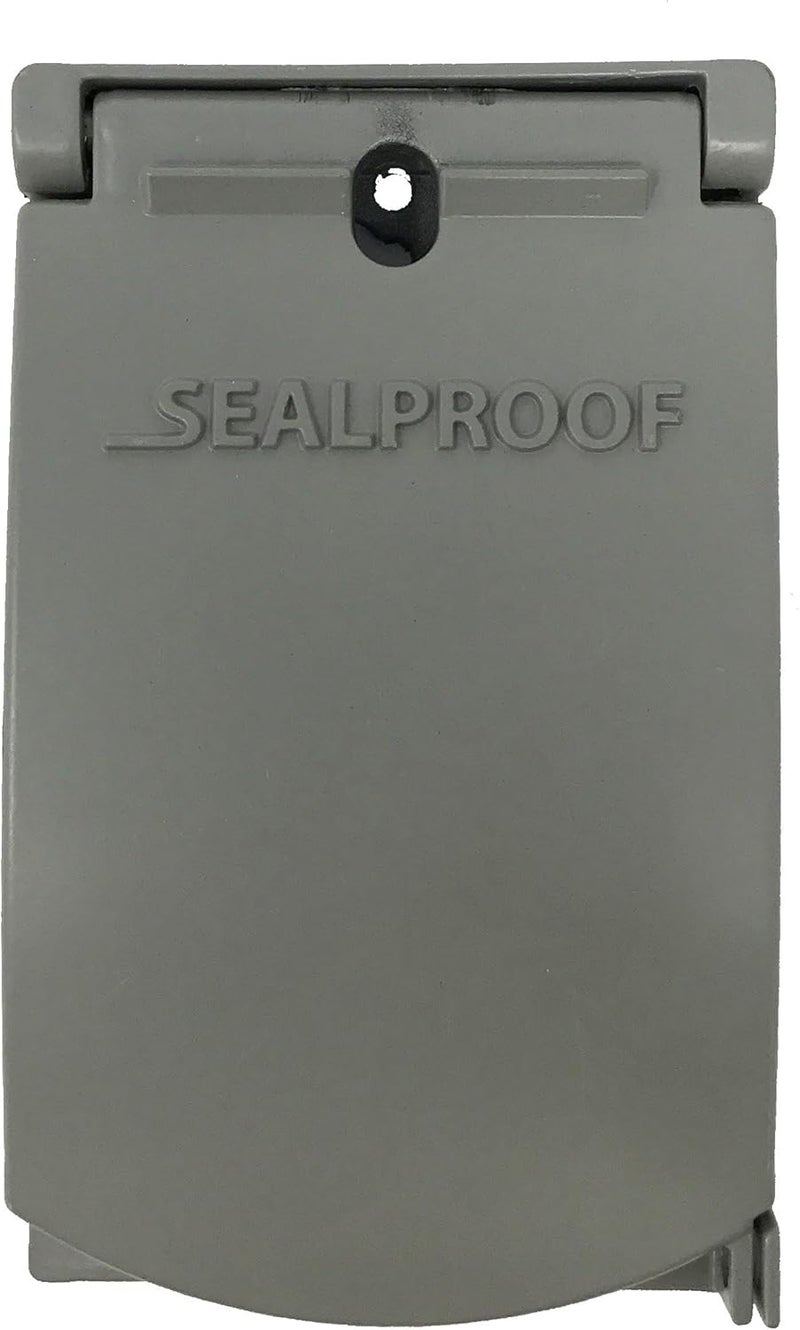 Sealproof 1-Gang Vertical Weatherproof Outdoor Metal Flat Outlet Cover, Single Gang Electrical Power Receptacle Protector, UL Listed, 4-in1, Gray - Image 2